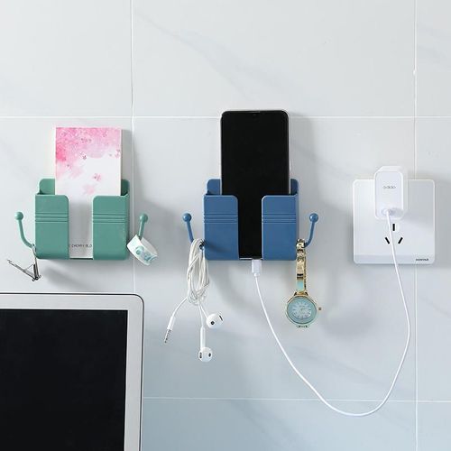 Hot selling bedside rack wall mounted storage box mobile phone holder sticky mobile phone charging holder remote control storage box