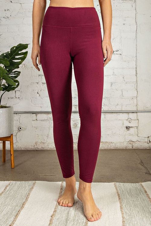 RAE MODE Full Length Wide Waistband Compression Legging (Burgundy)