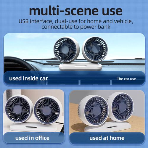 Dual Head Silent Car Mini Fan