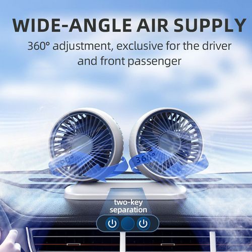 Dual Head Silent Car Mini Fan