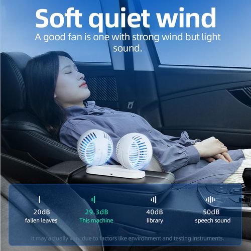 Dual Head Silent Car Mini Fan