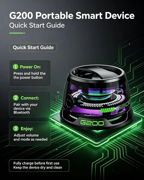 G200 Magnetic Bluetooth Speaker with RGB Light, 40mm Drivers, Bluetooth 5.3,Portable for Travel & C amping Adjustable Sound Volume