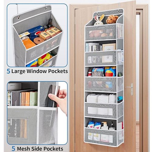 Over The Door Organizer Storage 6 Tier Hanging Organizer with 6 Large Pockets Clear Mesh Side Pockets Anti Tilt Design 44 lb Capacity Space Saver for Bedroom Bathroom Kitchen Pantry Food Storage, SummerWins  DealsForYouDays