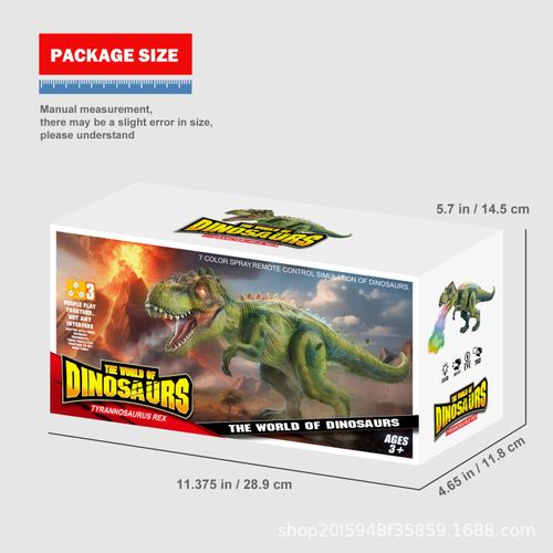 Remote Control Dinosaur Toy with Spray Mist Walking T-Rex LED Lights Roaring Sound RC Jurassic Dino for Kids Boys Girls Gift Interactive Play Engaging Fun