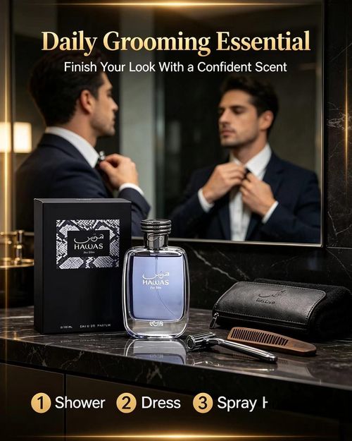 Hawas for Men Eau de Parfum 100ml 3.4 oz by Rassasi Men Perfume Fragrance, Long Lasting Aquatic Mens Perfume.