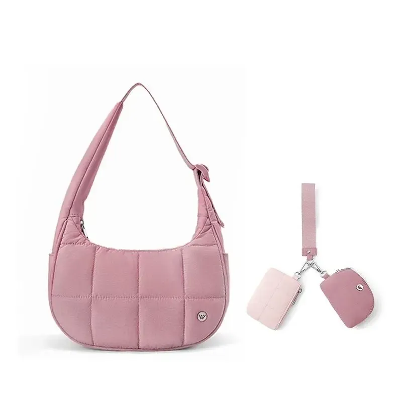 WESTBRONCO Crescent Shoulder Bag Viral Small Puffy Fashion Stylish with 2 Side Pockets Adjustable Strap for Women Waterproof Lightweight Travel Gym Dating Elegant Commuter Bag Purse for Summer Trendy Gift for Her Mom BackToSchool tiktokshopbacktoschool