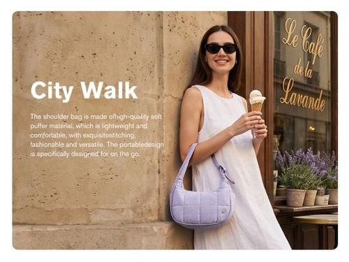 WESTBRONCO Crescent Shoulder Bag Viral Small Puffy Fashion Stylish with 2 Side Pockets Adjustable Strap for Women Waterproof Lightweight Travel Gym Dating Elegant Commuter Bag Purse for Summer Trendy Gift for Her Mom BackToSchool tiktokshopbacktoschool