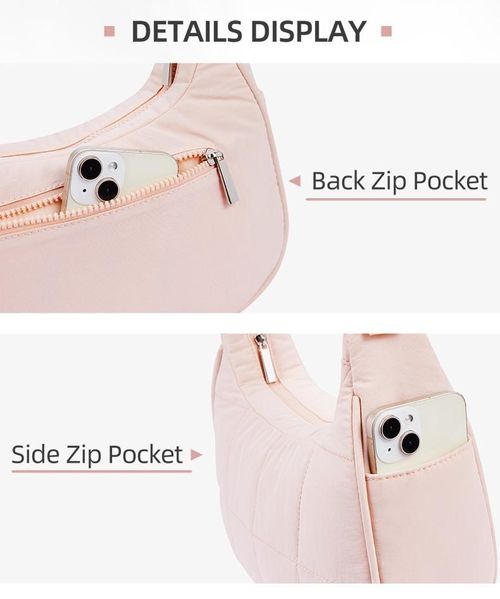 WESTBRONCO Crescent Shoulder Bag Viral Small Puffy Fashion Stylish with 2 Side Pockets Adjustable Strap for Women Waterproof Lightweight Travel Gym Dating Elegant Commuter Bag Purse for Summer Trendy Gift for Her Mom BackToSchool tiktokshopbacktoschool