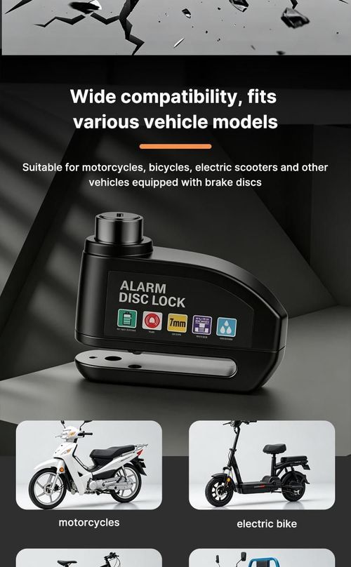 Anti-Theft Padlock Waterproof Motorcycle Disc Brake Lock with Alarm — Security Accessory for Bicycles, Features 110dB High-Volume Alarm, Easy Installation for Motorcycle Bicycle E-Bike Scooter Anti Theft Lock