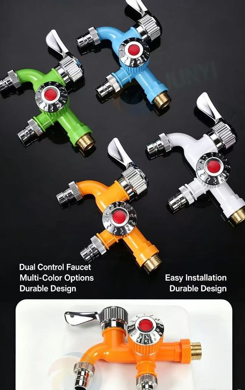 Half-price offer-Orange Model B Dual‑Outlet Water Faucet, Wall Mount One In Two Out Tap with Ceramic Valve for Washing Machine Mop Pool Household