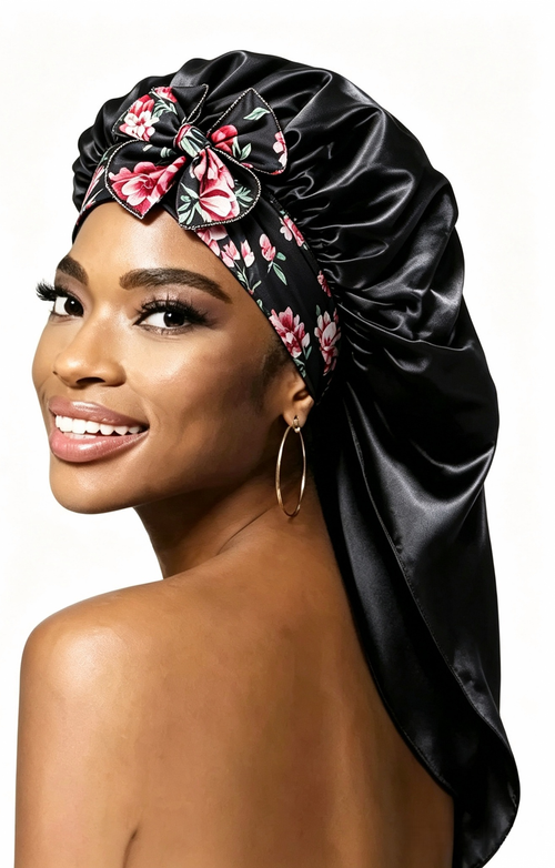 3 counts Bonnets for Black Women Braid Bonnet, Soft and Breathable,Large Long Satin Bonnet for Braids, Natural Curly Hair,Silk Bonnet with Stretchy Tie Band Sleep Cap Hair Haircare Heatless。