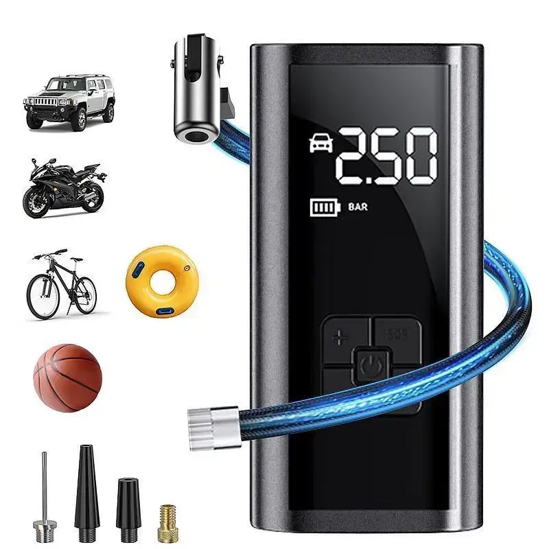 Portable Wireless Car Air Compressor Pump, Cordless Vehicle Tire Inflator, Multifunctional Electric Air Pump, Tire Inflation Tool for Cars, Bicycle Tires and Balls