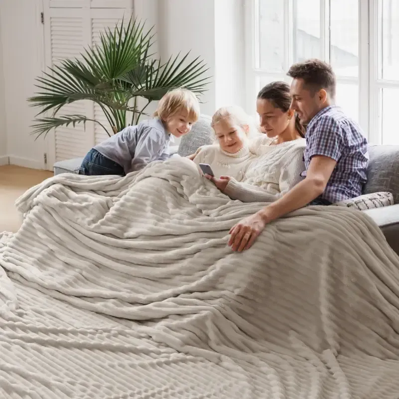 European King Size 180×200cm -71×79 inches  -  Cozy Blanket-Patio Furniture Decor,Classic Stripe Pattern, Ideal for Bed,Couch, Travel,Camping, All Seasons,Home Bedroom Decor,sohochic