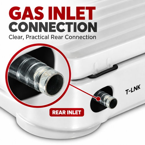 T-LINK Double Burner Gas Stove – 2-Burner Tabletop Gas Cooker with Electrophoretic Coated Pan Supports & Protective Lid