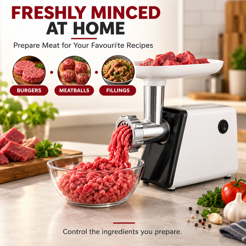 Electric Meat Grinder – Powerful Home Meat Mincer | Stainless Steel Grinding Head | Easy to Use Kitchen Appliance