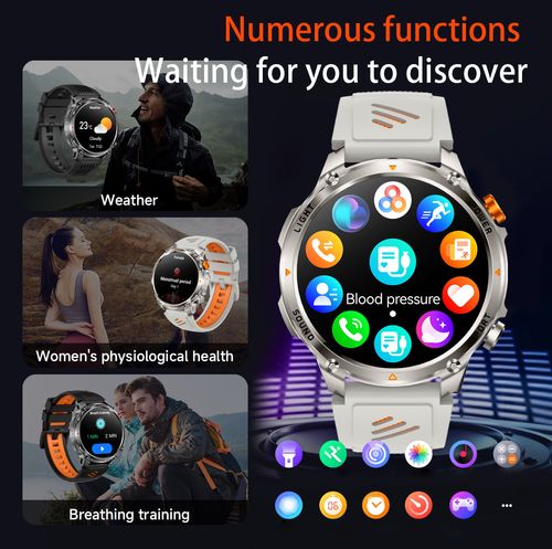 🎉🎉HT45 Smartwatch: Bluetooth Calling, Heart Rate Monitoring, Step Counting, Sleep Tracking, Compass, Activity Tracking, Outdoor-Ready, and Waterproof👉
