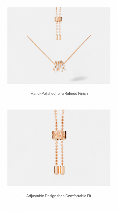 APM Monaco Promesse Rose Gold Multi-Ring Necklace for Women | Elegant Sparkling Adjustable Pendant Necklace