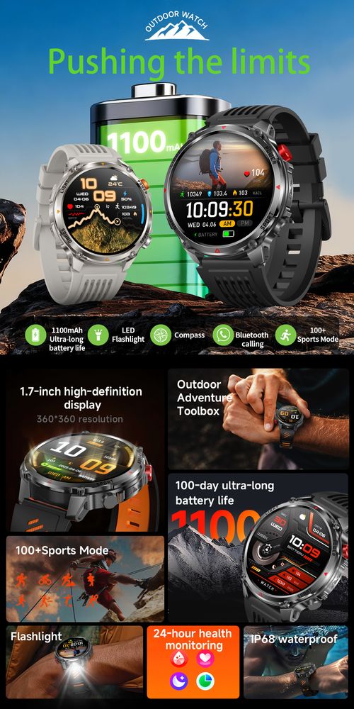 🎉🎉HT45 Smartwatch: Bluetooth Calling, Heart Rate Monitoring, Step Counting, Sleep Tracking, Compass, Activity Tracking, Outdoor-Ready, and Waterproof👉
