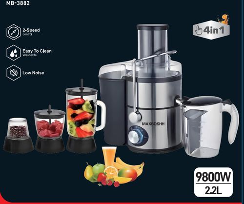 4‑In‑1 Multi‑Function Juicer Blender Set, Stainless Steel 2‑Speed Control Juice Extractor Mixer Grinder for Home Kitchen