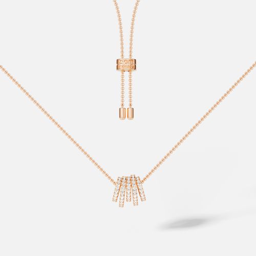 APM Monaco Promesse Rose Gold Multi-Ring Necklace for Women | Elegant Sparkling Adjustable Pendant Necklace