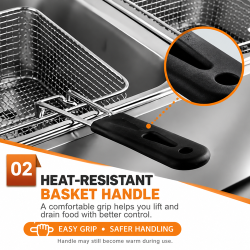 Electric Deep Fryer – Stainless Steel Home Frying Machine | Adjustable Temperature 60–200°C | Removable Frying Basket