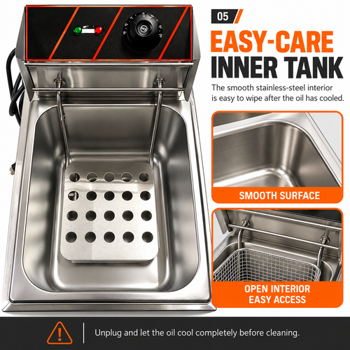 Electric Deep Fryer – Stainless Steel Home Frying Machine | Adjustable Temperature 60–200°C | Removable Frying Basket