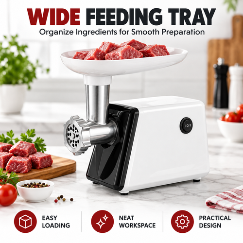 Electric Meat Grinder – Powerful Home Meat Mincer | Stainless Steel Grinding Head | Easy to Use Kitchen Appliance
