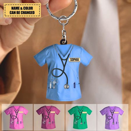 Tenues médicales personnalisées - Cadeau pour infirmière Porte-clés en acrylique