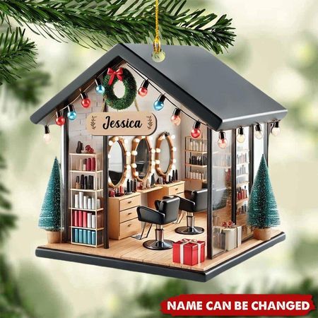 Personalisiertes Friseursalon Acryl Ornament, Friseur Weihnachtsornament, Friseur Geschenke, Weihnachtsdekoration Friseursalon