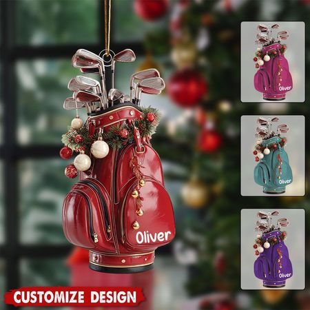 Personalisierter Golfbag-Weihnachtsbaumschmuck: Individueller Name