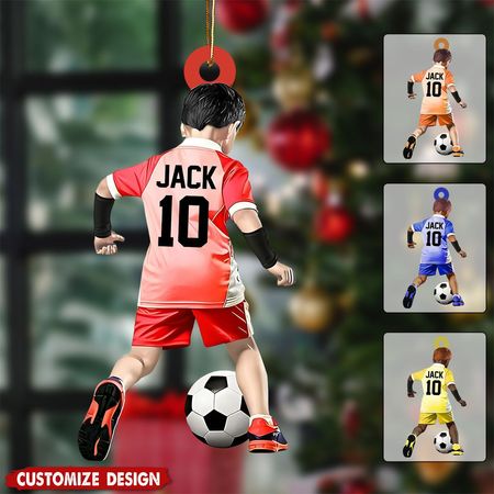 Personalisierter Fußball-Weihnachtsbaumschmuck, Sport-Weihnachtsbaumschmuck – Geschenk für Fußballfans