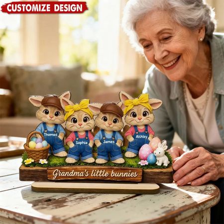 Personal isierte kleine Hasen 2-Layered Holzplatte-Oster geschenk für Oma