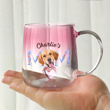 Custom Foto Mom mit Blumen rosa Gradienten glas becher-Geschenk für Oma, Mama, Muttertag