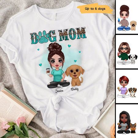 Aquarell niedliche Hunde Teal und Leopard Hund Mama personal isiertes Hemd