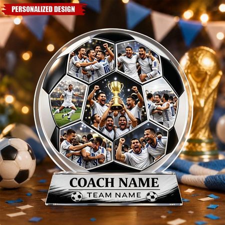 Personalisierte Fußball-Acryl-Plakette mit Foto, Geschenk für Fußballtrainer