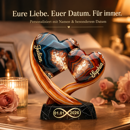 Personalisiertes Zwei-Herz-Acrylschild – Eure Namen, euer Datum, eure Liebe