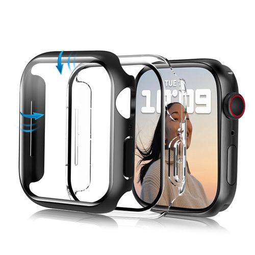 Screen Protector & Auto Alignment Tray for Apple Watch Series 6 7 8 Ultra Protector(2 Pack(Transparent + Black) )