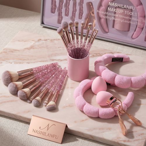 23-Piece Crystal Makeup Brush Set | Complete Glam Kit Ghana