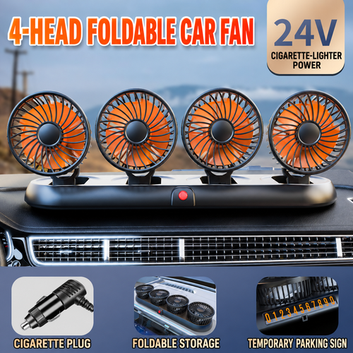 24V 4-Head Truck Dashboard Fan Ghana | Foldable