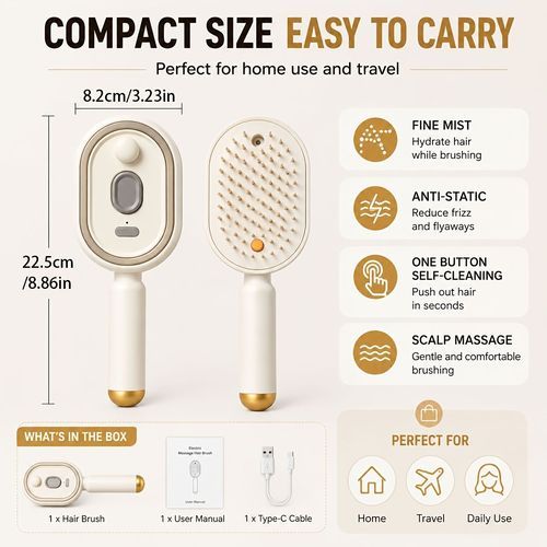 Heated Steam Spray Detangling Brush Ghana | 3 Colours