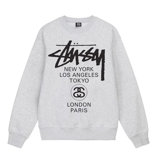 ステューシー STUSSY WORLD TOUR CREW 3913658 裏起毛 スウェット トレーナー 並行輸入品