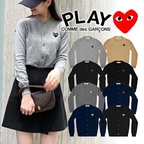 （COMME des GARCONS）コムデギャルソン PLAY プレイ ハートロゴ コムデギャルソンプレイ commedesgarcons コム・デ・ギャルソン ギャルソンカーディガン ブランドカーディガン クルーネック 長袖 コムデギャルソンカーディガン ニットカーディガン ブランドロゴ 刺繍