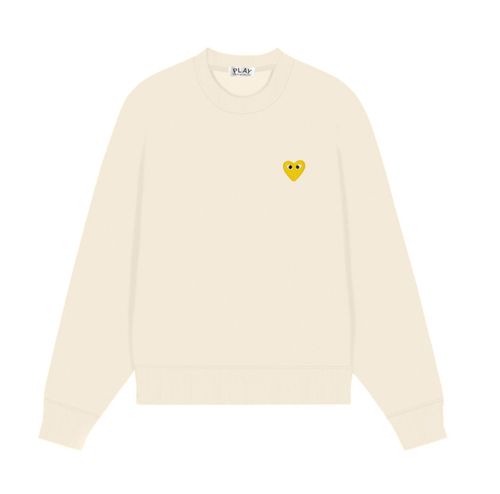 COMME des GARÇONS PLAY スモッグ風愛心プリント 秋冬ロングスリーブクルーネックフリーススウェット