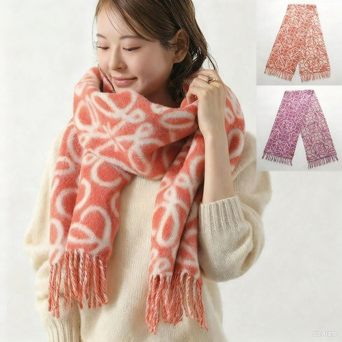 LOEWE ロエベ マフラー F811257X23 レディース アナグラム スカーフ アルパカ&ウール ロゴ フリンジ カラー4色