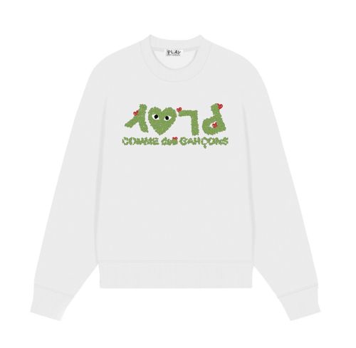 COMME des GARÇONS PLAY スモッグ風愛心プリント 秋冬ロングスリーブクルーネックフリーススウェット