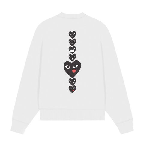 COMME des GARÇONS PLAY スモッグ風愛心プリント 秋冬ロングスリーブクルーネックフリーススウェット