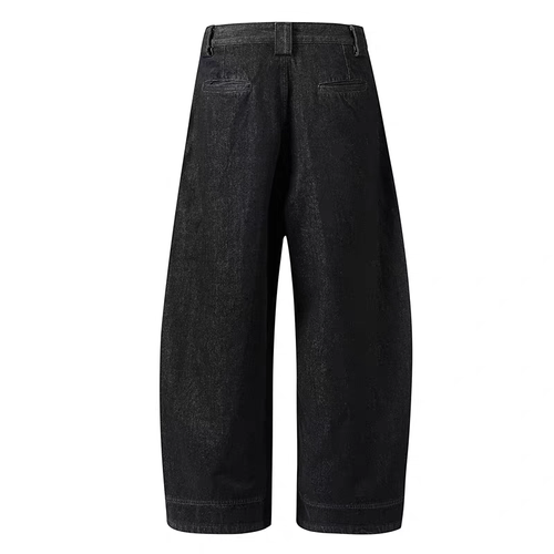 Lemaire レメール風 プリーツデニム ワイドレッグ 弯刀シルエット メンズ