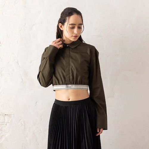 シャツ ブラウス クロップド シャツ ロゴ カーキグリーン レディース S359Y05XAX 4153