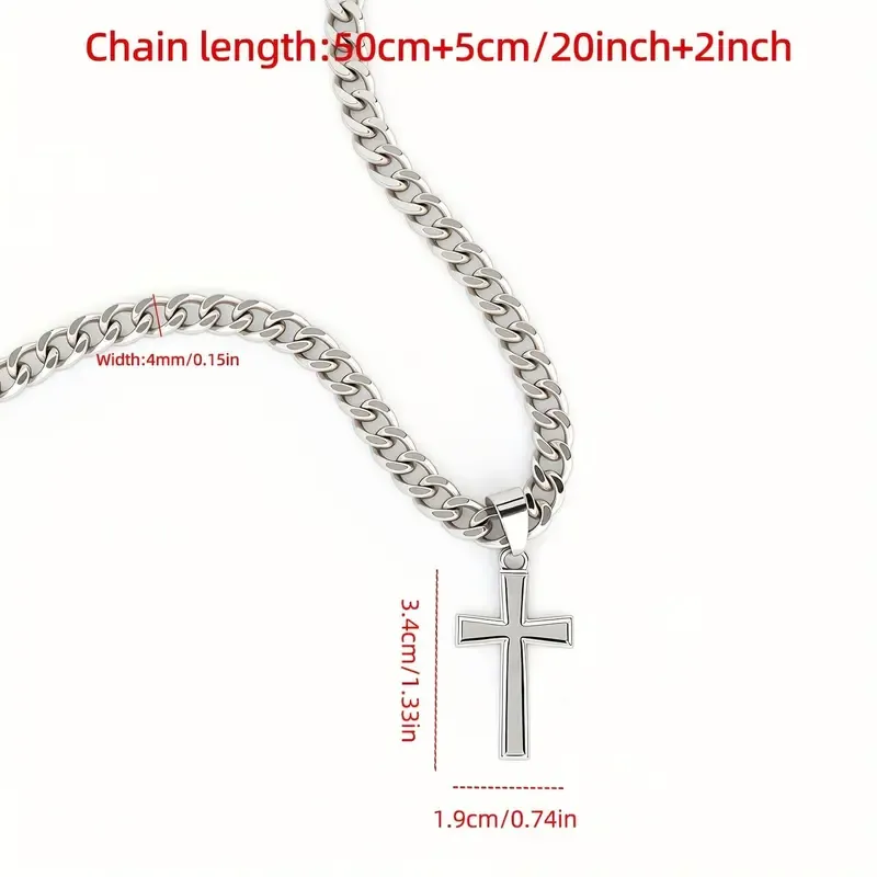 Stainless steel cross pendant necklace
