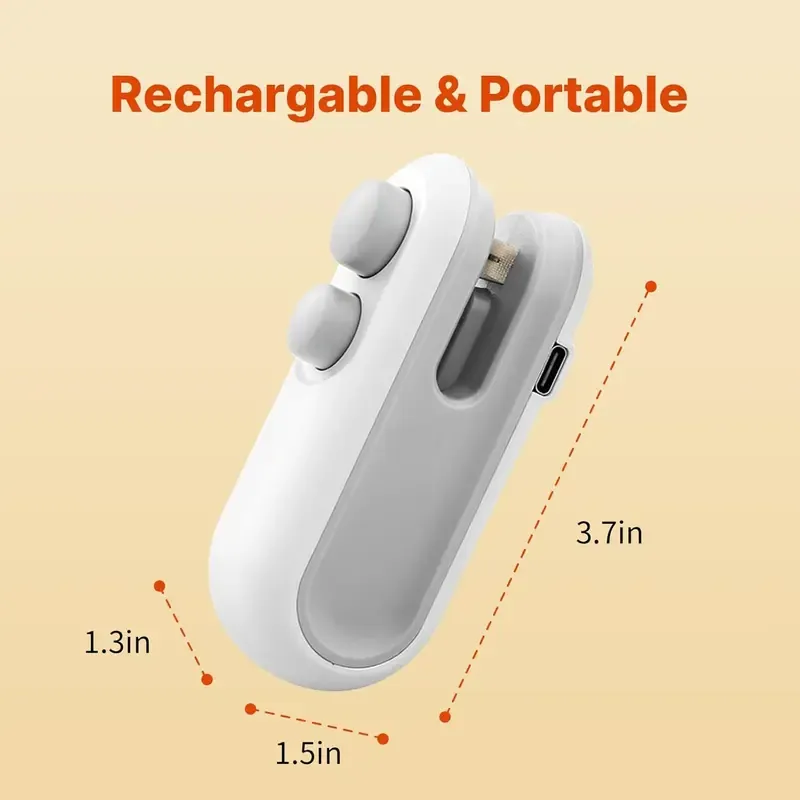 Rechargeable 2-in-1 Mini Snack Bag Sealer with Cutting Blade